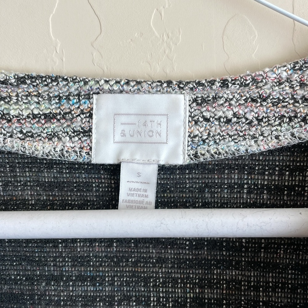 14th & Union Tweed Open Front Tailored Blazer Cardigan Pastel Multicolor Small - Picture 4 of 6